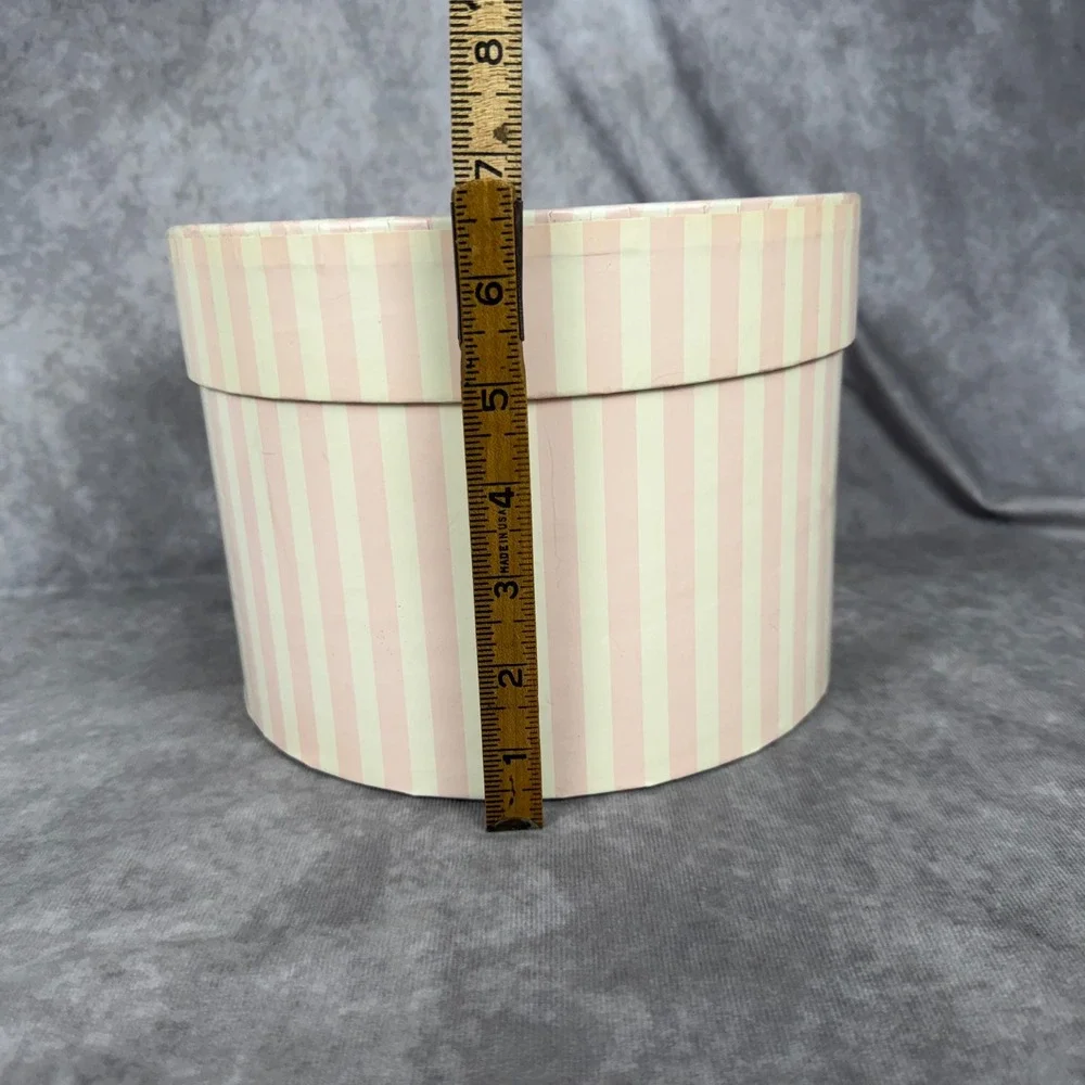 Victoria's Secret Pink Striped Round Gift Hat Box Storage Container Vintage